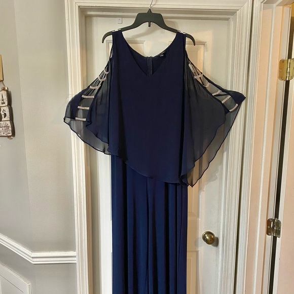 SOLD Navy Blue Jumpsuit with Rhinestone Embellishments - Picture 1 of 6